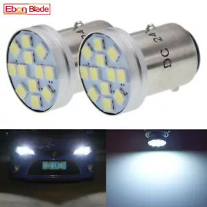 2 x 24V 1157 BAY15D LED Car Truck Light 12SMD Tail Rear Brake Stop Bulb White - Imagen 1 de 8