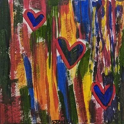 Arte de pintura acrílico contemporáneo moderno abstracto original de 4x4 pulgadas firmado  Foto 1 de 4