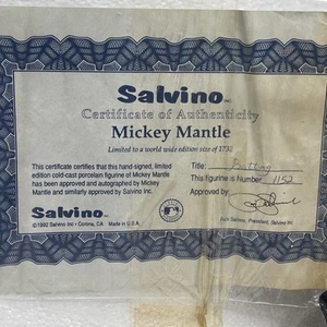 Mickey Mantle “Batting” Salvino Statue 1992, Complete But Broken and Chipped - Picture 1 of 24