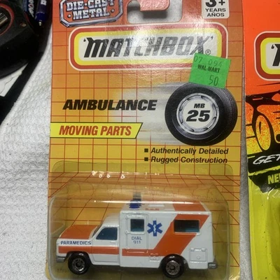 AMBULANCE MB #25 DIECAST 1993 MOVING PARTS.  Free Snorkel Fire Truck MB63 Includ - Image 1 of 4