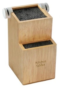 Bamboo Universal Knife Block - Knife Holder with 2 Built-In Knife Sharpeners ... - Picture 1 of 6