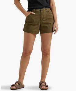 Lee Donna Olive Night Legendary Mid Rise Carpentiere Corto 4" Taglia 18 - Foto 1 di 9