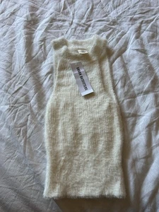 Urban Outfitters Fluffy Stretchy Vest Top White Size M New With Tags - Picture 1 of 3