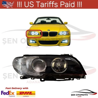 Headlights for BMW E46 Cabrio 3 Series Projector Angel Eyes H7 Right 2003–20 — 第 1/4 张图片