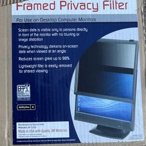 Skilcraft Privacy Shield Privacy Filter With Frame, Desktop Lcd Monitor WideSc - Afbeelding 1 van 3