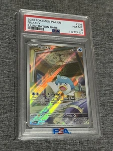 2023 POKEMON PAL EN-PALDEA EVOLUTO #206 QUAXLY ILLUSTRAZIONE RARA PSA 8 QUASI NUOVO-MT - Foto 1 di 2
