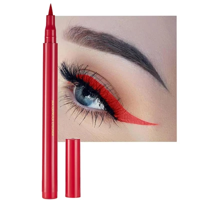 Liquid Eyeliner, Red Eyeliner Liquid, Long-Lasting Colored Eyeliners, White Blac - Image 1 of 4