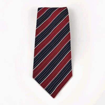 Corbata Fratelli Moda Azul Seda Rojo Oscuro Rayas Corbata Retro Italia  Foto 1 de 4