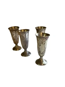 Vintage GORHAM Sterling Silver Cordial Footed Mini Goblet Shot Glass, Set of 4 - Picture 1 of 6