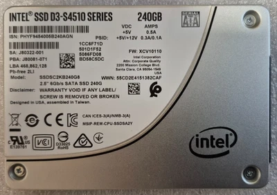 Intel SSD D3-S4510 Series 240GB 2,5" SATA III 6G SSDSC2KB240G8 - Bild 1 von 4