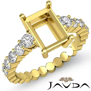 Diamond Engagement Emerald Semi Mount Shared Prong Ring 14k Yellow Gold 0.70Ctw - Picture 1 of 3