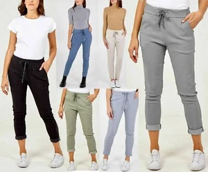 Damen Lagenlook Italian Magic Hose Damen Freizeit Stretch Jogger Style Hose - Bild 1 von 64
