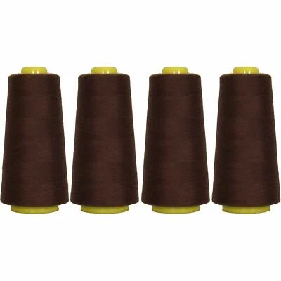 4 BIG CONES CHOCOLATE SERGER SEWING THREAD 2750 YD TEX 27 40S/2-THREADART - Image 1 of 4