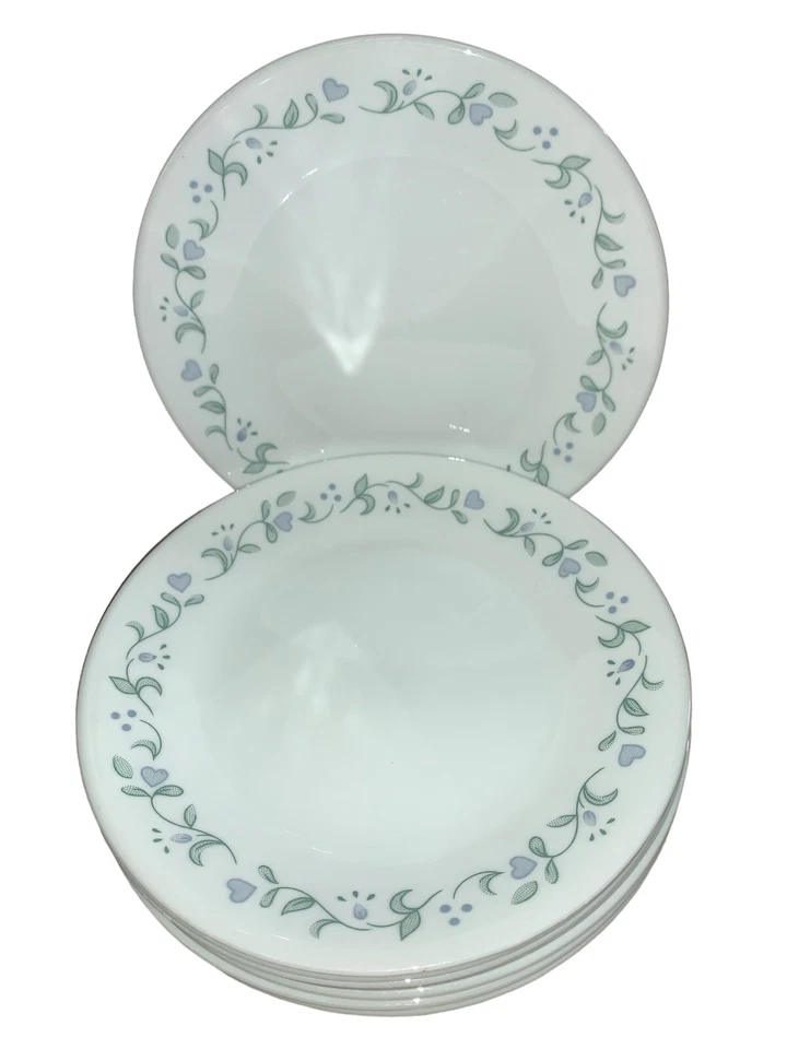 Corelle Vitrelle Set of 8 Bread/Dessert Plates Country Cottage Pattern Hearts - Image 1 of 2