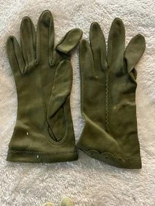 xs ladies gloves. Army Green Knit. Vintage. - Picture 1 of 2