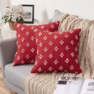 MIULEE Set of 2 Decorative Throw Pillow Covers Rhombic Jacquard Pillowcase Soft 