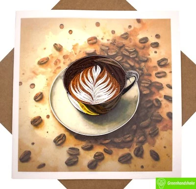GREENHANDSHAKE Coffee Time Cheers Quilling Greeting Card - Unique Dedicated Handmade Art