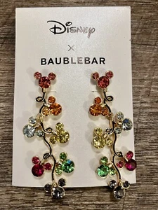 NEW Disney BaubleBar Mickey Mouse Rainbow Holiday Christmas Dangle Earrings - Picture 1 of 4