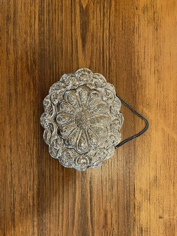 Turkish Ottoman 900 Silver Wall Hanging Wedding Oval Repousse Floral Mirror Cover