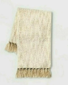 Threshold Throw Blanket Fringed Tan Cream 50" X 60" NEW - Picture 1 of 4