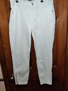 Joe Fresh Slim Coupe Etroite White Mid Rise Jeans W Zippered Ankles 14 (35x28.5) - Picture 1 of 5