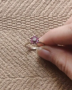 10k White Gold ruby and diamond ring size 6.25 - Picture 1 of 3