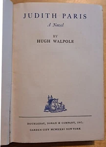 "Judith Paris" A Novel by Hugh Walpole ~ First Edition (1931) - Bild 1 von 6