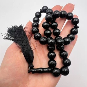 New Misbaha Round Islamic Worry Prayer 33 Beads Natural Agate Stone - Picture 1 of 8
