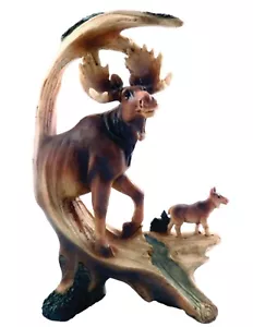 Moose & Kid Sculpture Table Top Decor Wildlife Collection 11 Inches - Picture 1 of 1