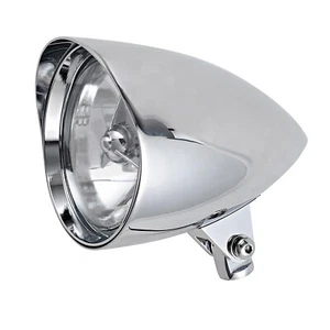 Chrome Billet Custom Headlight 5-3/4" 5.75" Tri-Bar for Harley Suzuki Motorcycle - Picture 1 of 14