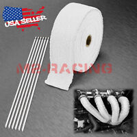 White Exhaust Pipe Insulation Thermal Heat Wrap 2" x 50' Motorcycle Header 