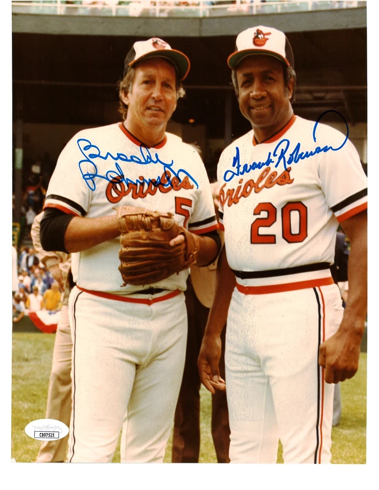 Frank Robinson & Brooks Robinson Signed 8x10 Photo Autograph JSA COA CB97525 - Image 1 of 1