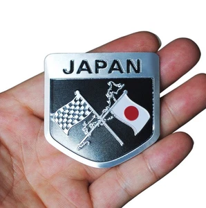 2PCS Japan Japanese Flag Shield Aluminum Emblem Decals Car Badge Stickers Decor - Bild 1 von 10