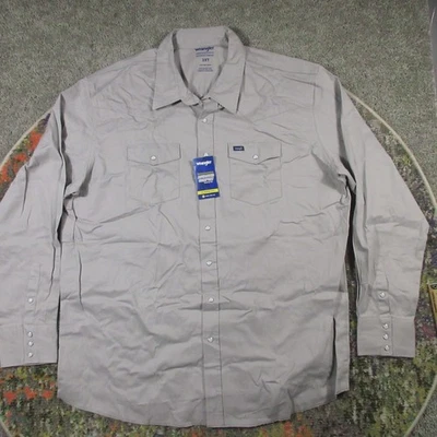 Camisa a Presión Wrangler Brushpopper Perla Hombres 3XLT Gris Western Rodeo Corte Vaquero NUEVA Foto 1 de 4