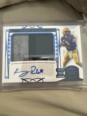Kenny Pickett 2022 Leaf Trinity Patch Blue RC Auto SP 21/49 - Image 1 of 4