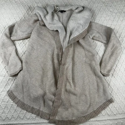 Cárdigan tejido frente abierto Ann Taylor suéter drapeado con capucha beige talla M pesado Foto 1 de 4