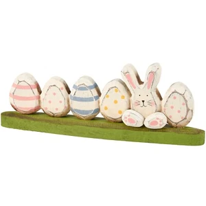 Easter Bunny and Easter Eggs Wood Sitter 8" x 2" x 1.5 - Primitives By Kathy NEW - Picture 1 of 4