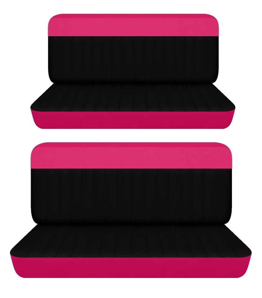 Se adapta a Ford Custom 300 1957 sedán 4 puertas fundas de asiento de banco delanteras y traseras rosa negro Foto 1 de 1