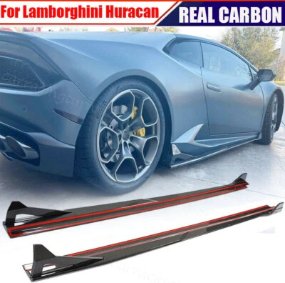 Saias laterais extensão spoiler labial carbono real para Lamborghini Huracan 2014-2019  - Imagem 1 de 4