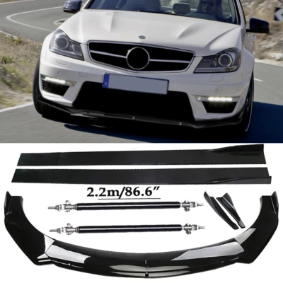 Front Bumper Lip Spoiler Side Skirts Rear Glossy Black For Mercedes-Benz Foto 1 de 4