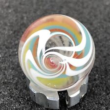 Contemporary Art Glass Marble .72" Multicolor Core White Swirls Handmade Boro