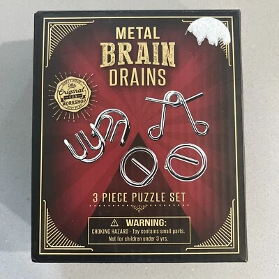 Metal Brain Drains 3 Piece Puzzle Set-The Orginal Fun Workshop - Image 1 of 4
