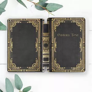 Custom Text Vintage Dark Book Case For iPad 10.2 Pro 12.9 11 9.7 Air 4 5 Mini - Picture 1 of 6