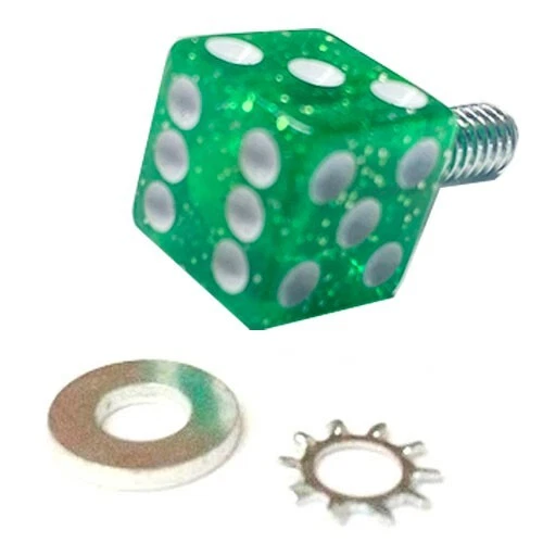 Glitter Dice Green & White Dot Custom Bolt for Harley Mounting Seat to Fender - Image 1 of 1