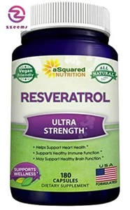 100% Natural Resveratrol 1000mg Per Serving Max Strength180 Capsules Antioxidant - Picture 1 of 7
