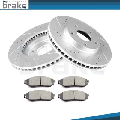 Discos de freno delanteros rotores pastillas de cerámica ranura de taladro para Infiniti Q45 2002-2006 Foto 1 de 3