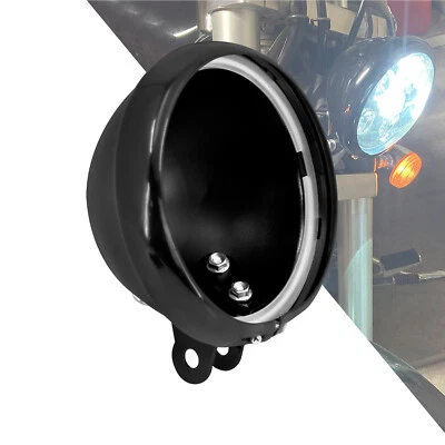 Black 5.75" Headlight Cover Housing Holder Bucket For Harley Dyna Fat Street Bob - Image 1 of 4