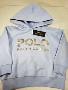 NWT Polo Ralph Lauren Hoodie Sweatshirt Metallic Spellout Toddler Girls size 2T  - Picture 1 of 1