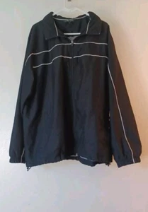 Tek Gear Mens Black Sz Xl Windbreaker Jacket With Hidden Hood - Picture 1 of 6