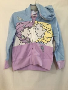 New Disney Store Frozen Elsa and Anna Hoodie Jacket Sweatshirt Girl Size 5/6 - Picture 1 of 4